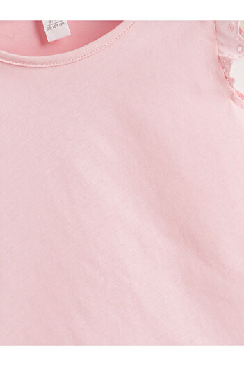 LC Waikiki Crew Neck Embroidered Combed Cotton Girls' Blouse