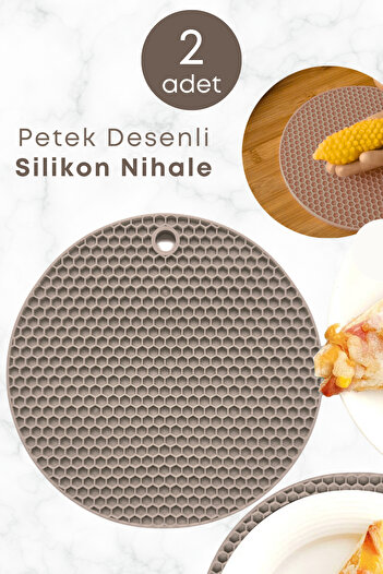 grimorlife 2-Piece Practical Silicone Trivet Honeycomb Patterned Griddle Mold Round Colored Silicone Trivet - 2 Pieces