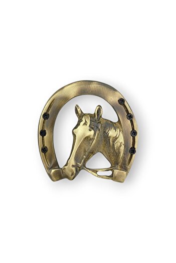 Seha Bronz Brass Cast Antique Yellow Color 11 cm Horseshoe Figured Door Ornament