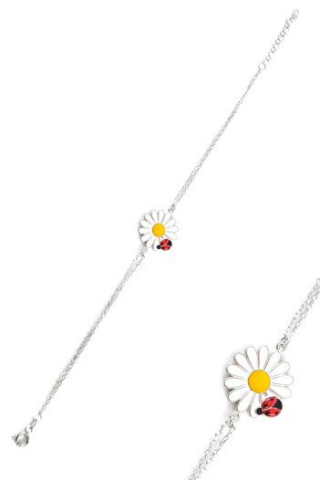 Parmas Design Papatya Ve Uğur Böceği 925 Ayar Gümüş Kadın Bileklik