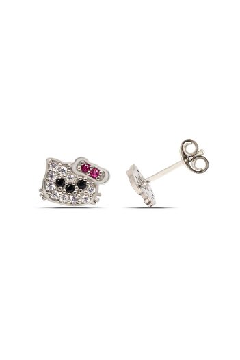 Parmas Design Kadın Gümüş Hello Kitty Küpe 925 Ayar