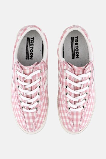 Tretorn Women Medium Lace Up Gingham Print Casual Shoes, Pink