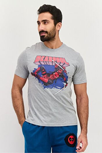 Marvel Men 2 Pcs Graphic Printed Pajama Set, Blue