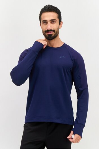 Brooks Men Sportswear Fit Long Sleeve Training Sweatshirt, Navy