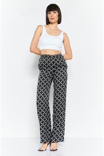 Michael Kors Women Regular Fit Allover Print Pants, Black