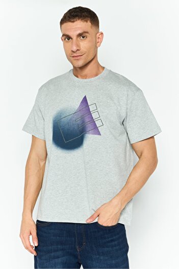 Esprit Men Crew Neck Short Sleeves Graphic T-Shirt, Grey