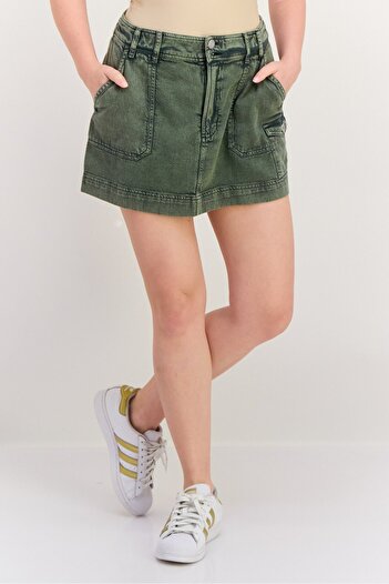 Roxy Women Washed Cargo Mini Skirt, Green