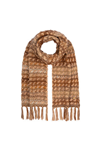 Nordbron Orange Tassel Detailed Soft Textured Knitwear Cherly - Thick Shawl and Scarf