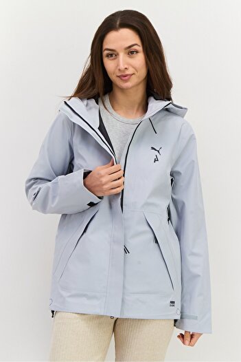 Puma Women Sportswear Fit Brand Logo Outdoor Windbreaker Jacket, Grey