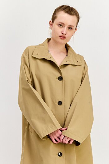 Esprit Women Plain Trench Coat, Khaki