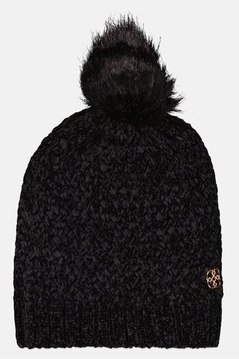 Daisy Fuentes Women Faux Fur Pom Beanie, Black