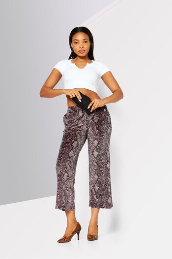 Michael Kors Women High Rise Allover Print Pant, Black Combo