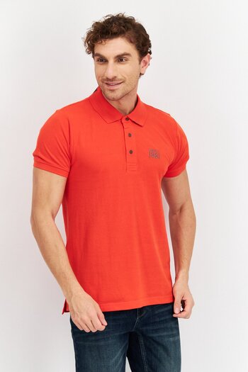 Cerruti 1881 Men Regular Fit Embroidered Logo Short Sleeve Polo Shirts, Red