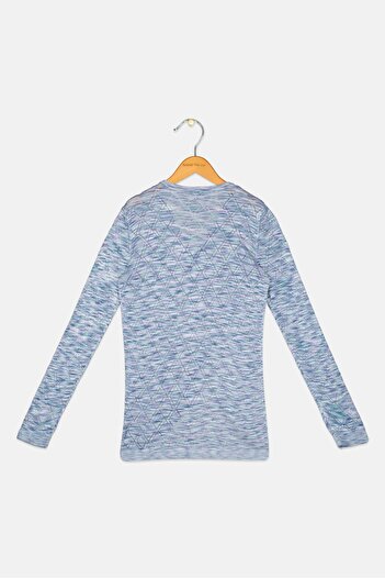Steve Madden Kids Girl Eyelet Long Sleeve Sweater, Purple