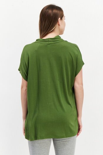 Tchibo Women V-Neck Short Sleeve Plain Top, Green