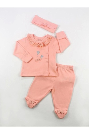 İmaj Girl Newborn 0-3 Months 3-Piece Set with Hair Band