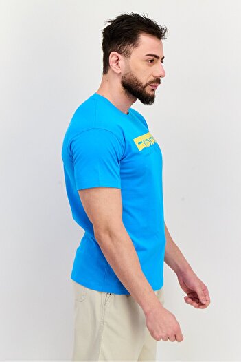 Esprit Men Crew Neck Short Sleeves Brand Logo T-Shirt, Blue