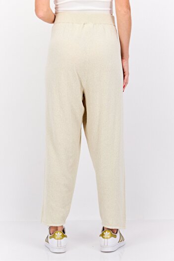 Monki Women Regular Fit Knitted Straight Leg Pants, Beige