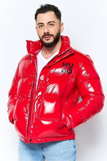 Hugo Boss Men Brand Logo Puffer Jackets, Red