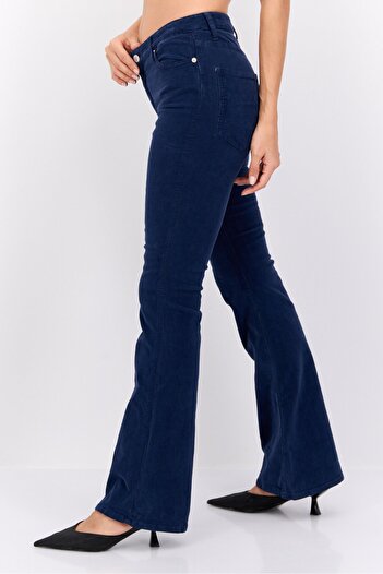Robe Di Kappa Women Flare Fit Straight Leg Solid Pants, Navy