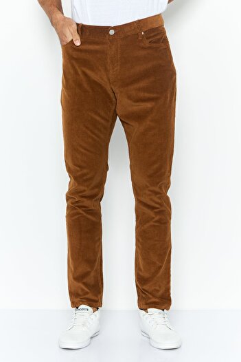 Michael Kors Men Parker Slim Fit Ribbed Corduroy Pants, Brown
