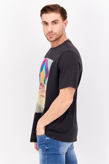 WRANGLER Men Crew Neck Neck Short Sleeve Graphic T Shirt, Black Combo