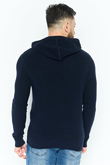 Michael Kors Men Hooded Embroidered Logo Sweater, Navy Blue