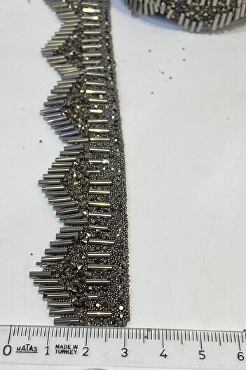 Hayalperest boncuk Anthracite Gray Iron with Stoned End Stripe - Az Janjanli Sconce