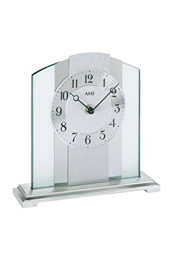 AMS Table Clock 1120, Quartz, Silver, Analogue, Modern