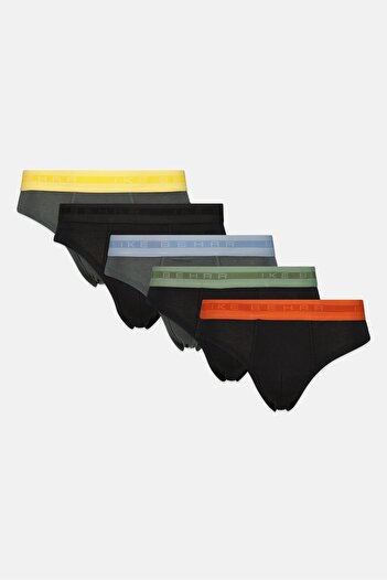Ike Behar Men 5 Pack Brand Logo Pull On Low Rise Briefs, Sage Green