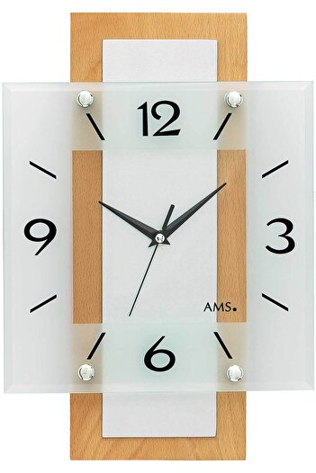AMS Wall Clock 5507, Quartz, Silver, Analogue, Modern