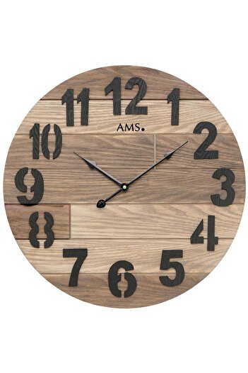AMS Wall Clock 9569, Quartz, Brown, Analogue, Classic