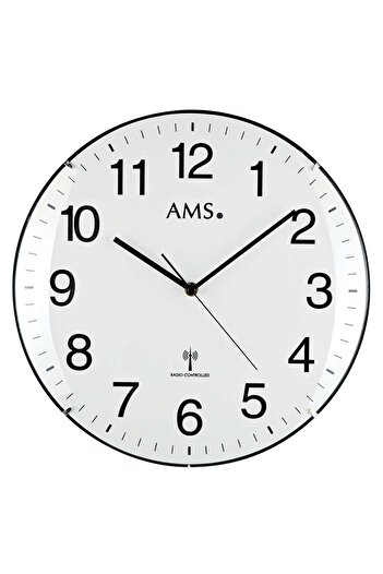 AMS Ceas de perete 5960, cuarț, alb, analogic, modern