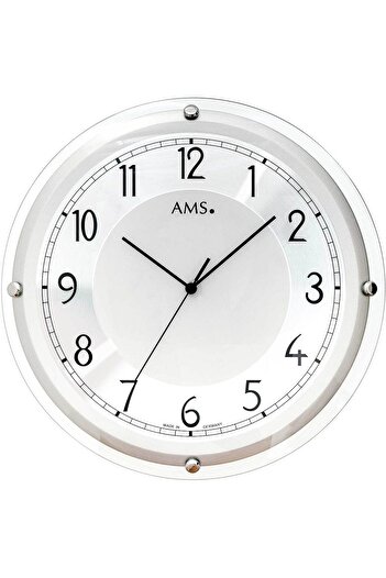 AMS Wall Clock 5542, Quartz, Silver, Analogue, Modern