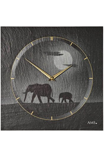 AMS Wall Clock 9524, Quartz, Black, Analogue, Modern