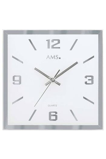 AMS Wall Clock 9324, Quartz, Black, Analogue, Modern