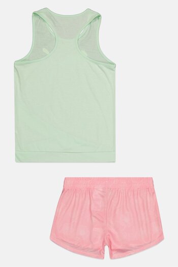 Puma Kids Girl 2 Pieces Sportwear Fit Top And Short Set, Pink/Mint