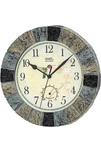 AMS Wall Clock 5979, Quartz, Yellow, Analogue, Classic