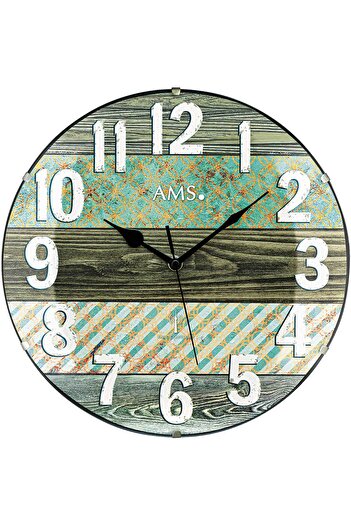 AMS Wall Clock 5556, Quartz, Blue, Analogue, Modern