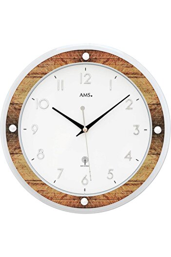 AMS Wall Clock 5565, Quartz, White, Analogue, Modern