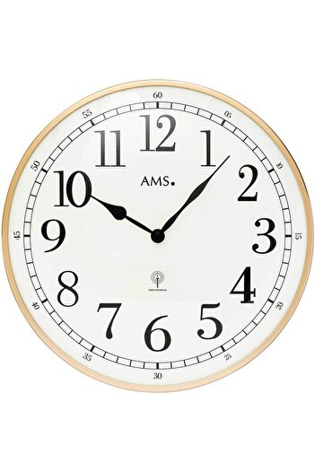 AMS Wall Clock 5607, Quartz, White, Analogue, Modern