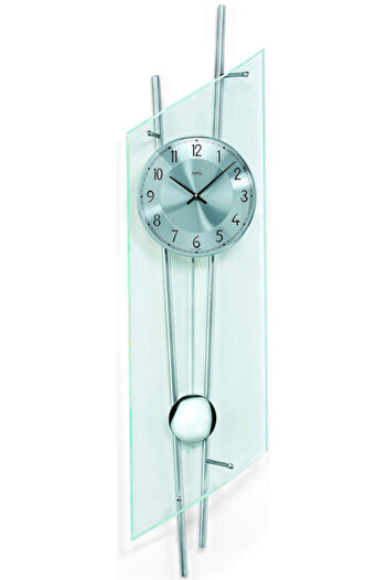 AMS Wall Clock 5200, Quartz, Silver, Analogue, Classic