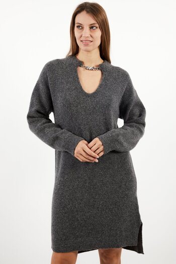 Michael Kors Women Knitted Long Sleeve Sweater Dress, Berby Heather