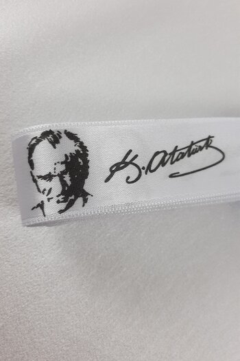 Ulutaş Panglică de satin imprimată albă K. Atatürk