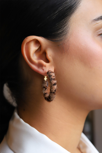 Brillo Leopard Fur Textured Stylish Hoop Earrings