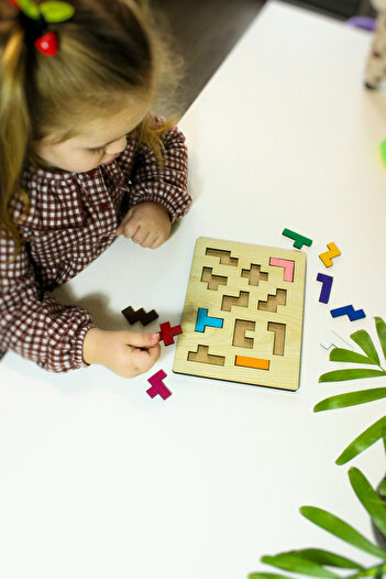 Store Ahşap 11 Parça Eğitici Şekil Yerleştirme Oyunu - Renkleri Ve Şekilleri Tanıma - Yapboz - Montessorri