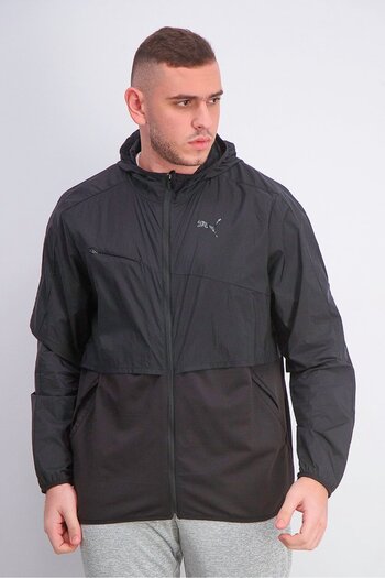 Puma Men Plain Windbreaker Jacket, Black
