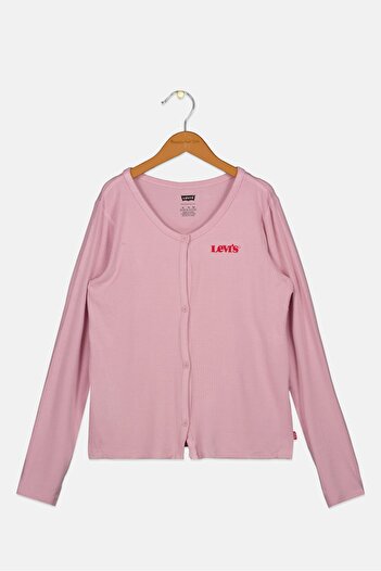 Levi's Kids Girl Embroidered Logo Cardigan, Lilac