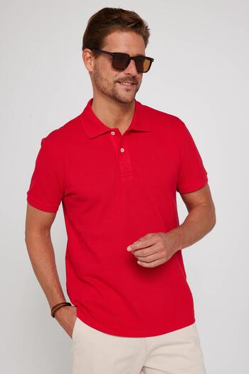 Tudors Red Polo Neck Slim Fit Men's T-Shirt - 100% Cotton