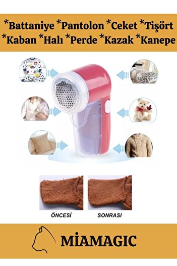 Miamagic Premium Seri Şarjlı Tiftik Kazak Takım Elbise Kanepe Halı Kaban Otomatik Tüy Temizleme Makinesi